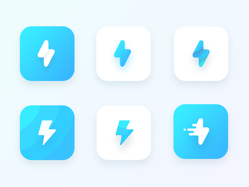 vertical blue lightning bolt inside of white circle for mac app icon on top taskbar